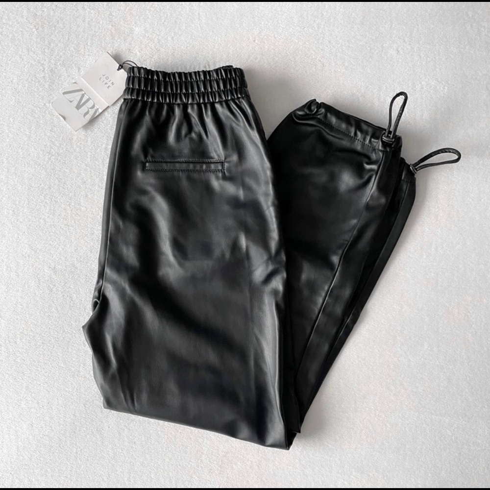 Zara Faux Leather Joggers